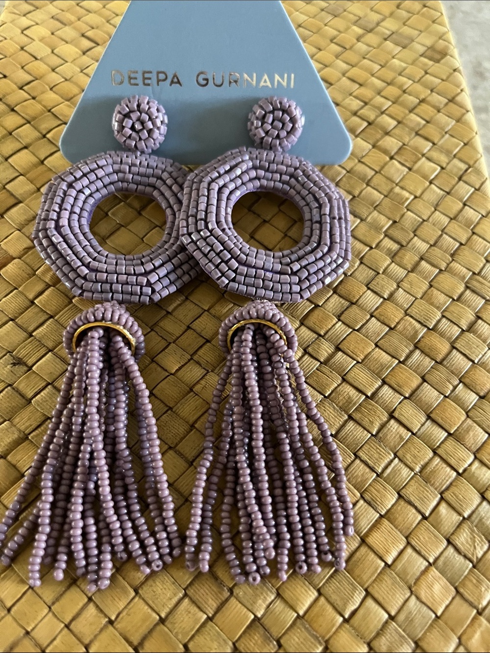 Deeps Gurnani lavender beaded Aisha drop Earrings